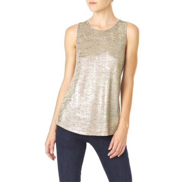 💕SANCTUARY💕 Gold Foil Tank Top with Back Slit Small S NWT - Picture 5 of 15